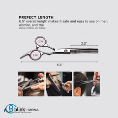 Hair scissors dimensions image for accurate product sizing reference
