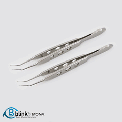Stainless Utrata Capsulorhexis Forceps Curved Angle Ophthalmic Instrument